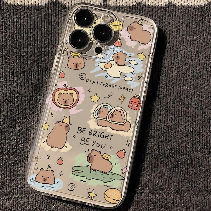 水豚集合苹果15适用iPhone12/13/14手机壳xs可爱xr全包78plusins