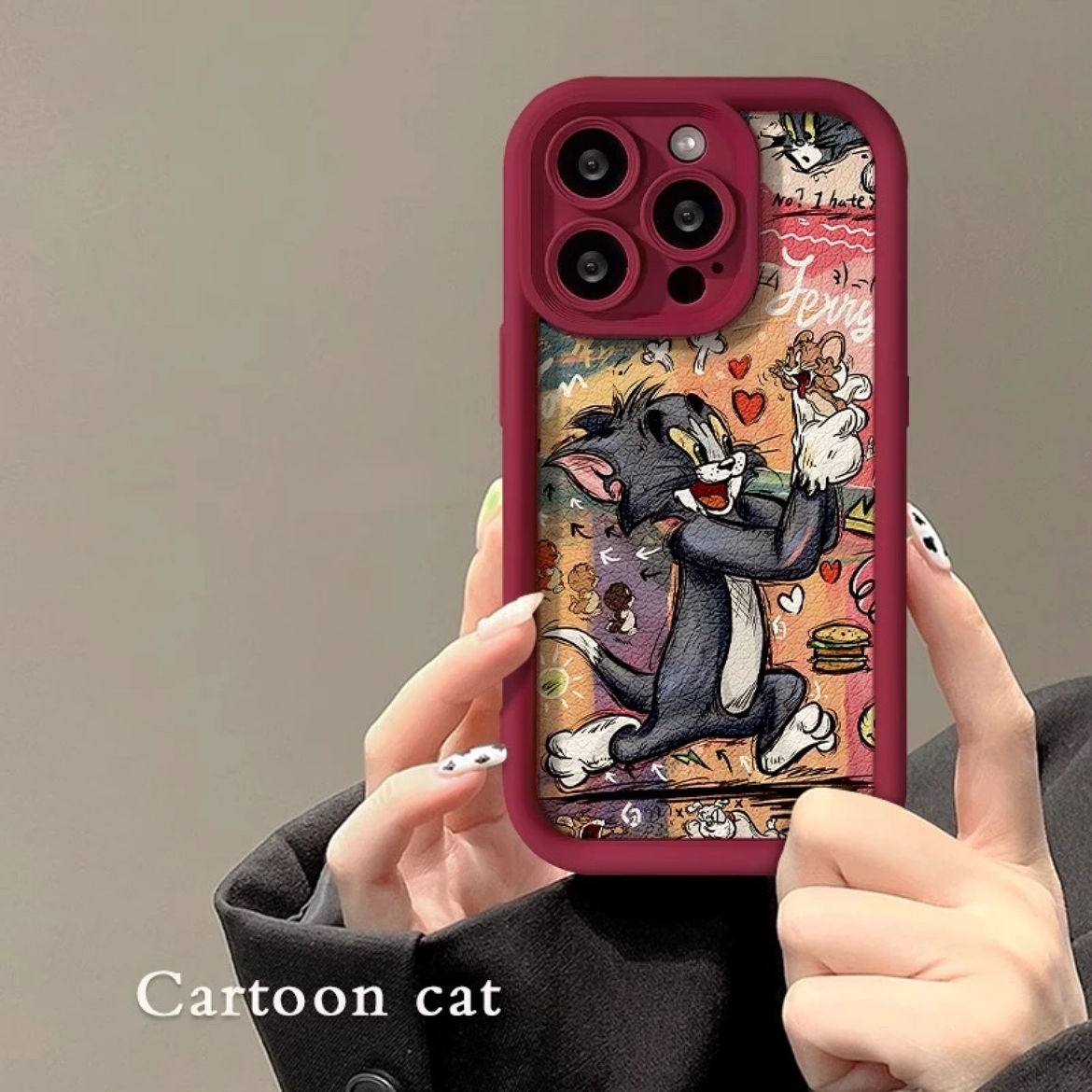 汤姆猫抓老鼠适用苹果15创意14promax手机壳X/XR防摔iPhone13卡通
