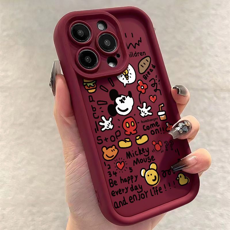 米奇英文适用苹果14promax硅胶全包15Pro创意iPhone13/12手机壳11