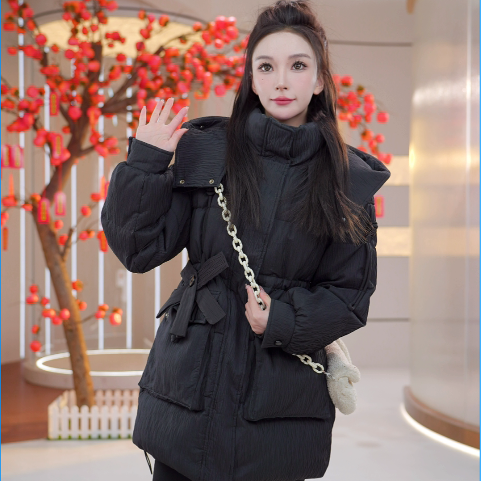 YAYA/鸭鸭【YE2B618022H】保暖时尚秋冬冬装中长款连帽羽绒服外套