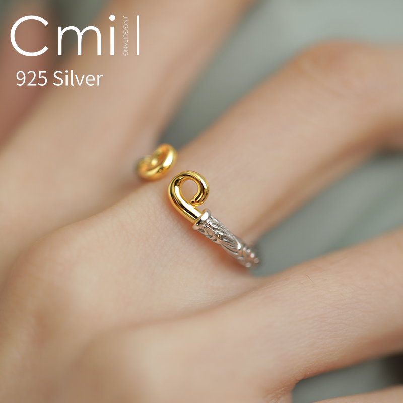 Cmill/晶贵坊 925银戒指 【戒指】s925银分色电镀紧箍戒指 J08392