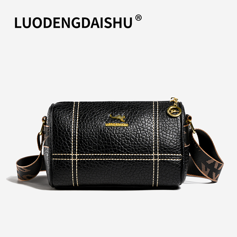 2024新款大容量枕头包休闲百搭单肩斜挎圆筒复古潮流经典女士筒包