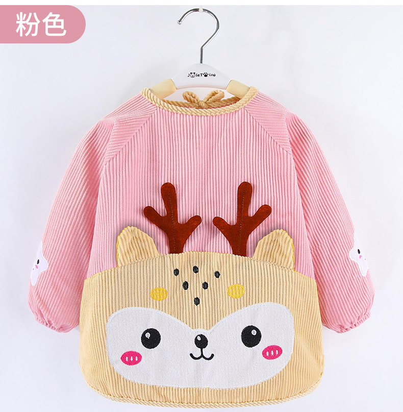 宝宝反穿罩衣1-3岁围兜婴儿防水吃饭长袖秋冬儿童围裙幼儿园围衣