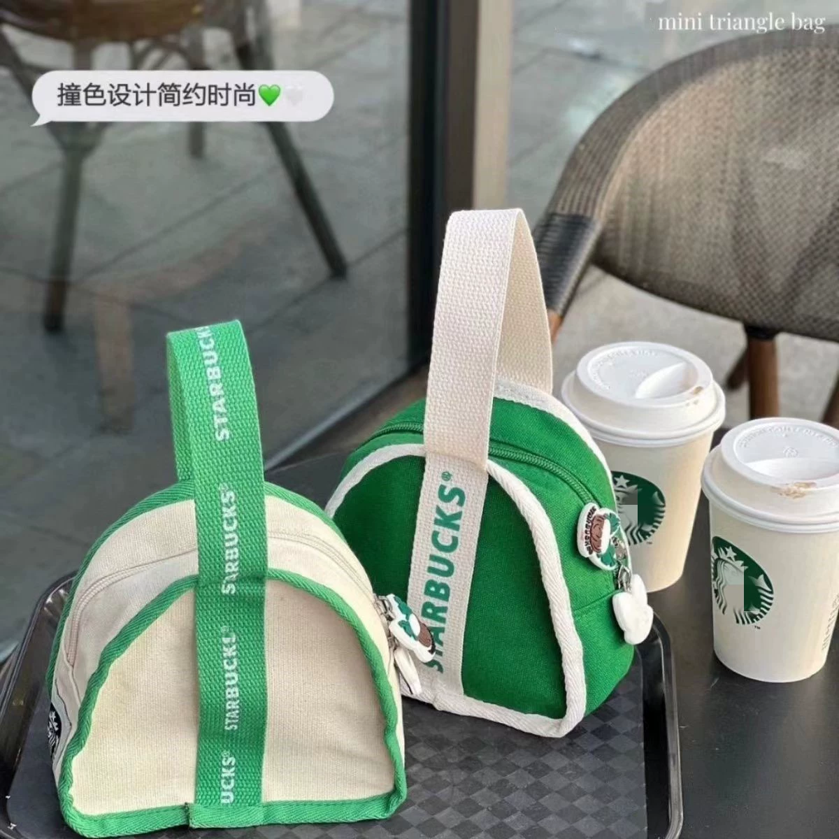 星巴克手提包小容量手腕零钱包手腕式帆布包宝妈外出小拎包钥匙包