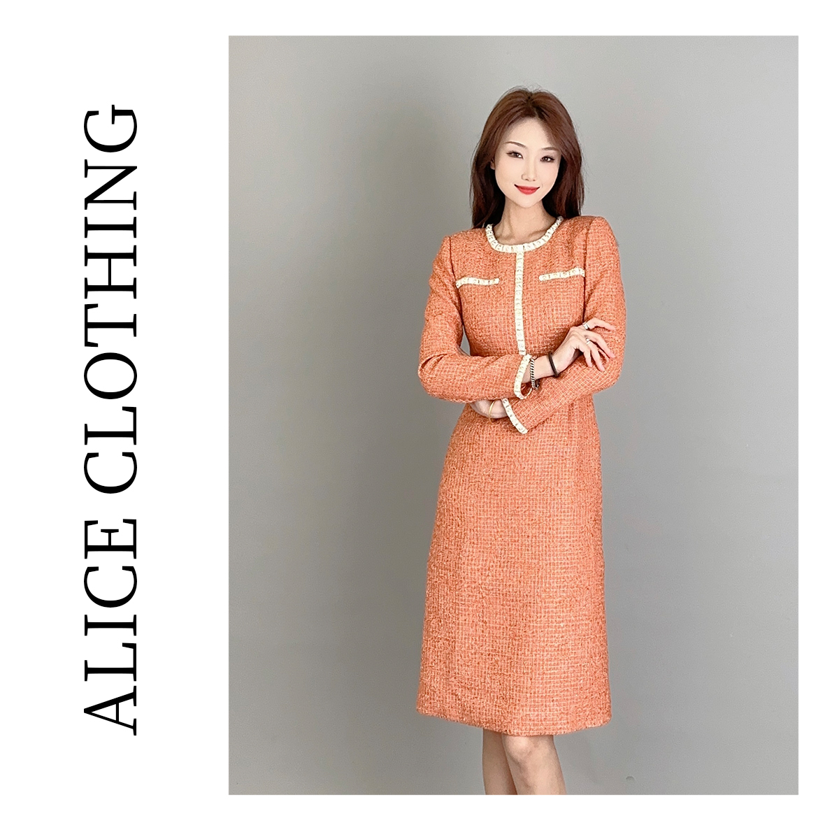 2【ALICE “橘彩星光”小香连衣裙】华美璀璨 重工钉钻 S2136405W