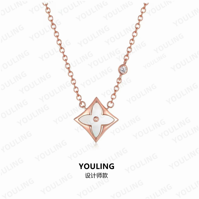 YOULING/柚琳 经典幸运气质四叶项链坠链吊坠菱形双面