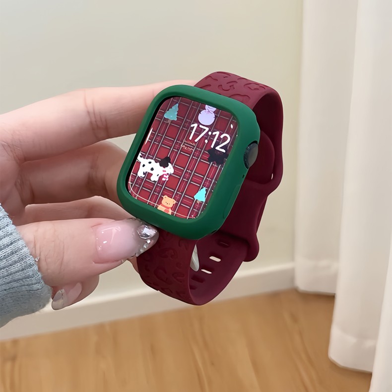 圣诞氛围适用iwatchs9表带applewatchs7/8硅胶可爱se苹果手表表带