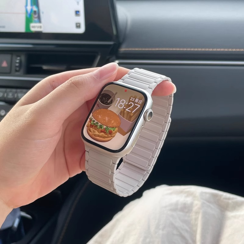 适用applewatch9表带金属磁吸回环苹果8代/7硅胶ultra2代高级感se