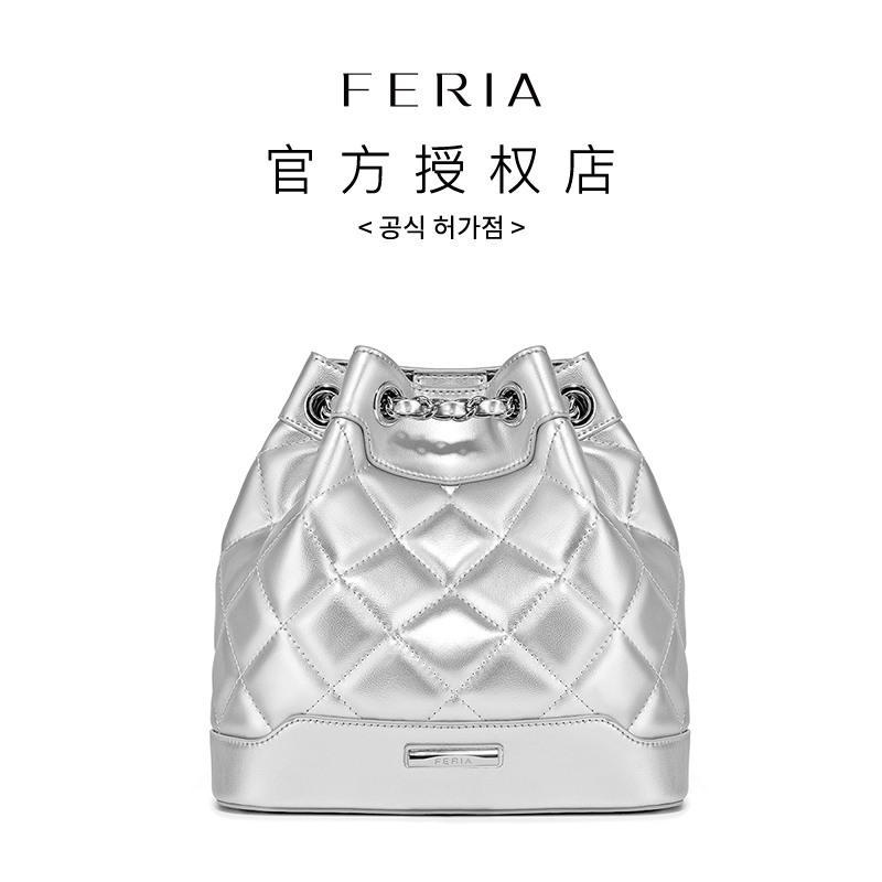 FERIA-【小香风链条双肩包】FE303B128时尚轻奢牛皮菱格百搭肩包ZL