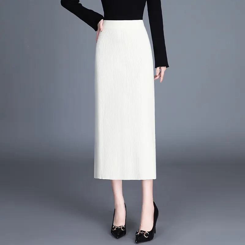 加厚针织半身裙女冬裙2023年秋冬新款高腰修身弹力包臀一步裙长裙