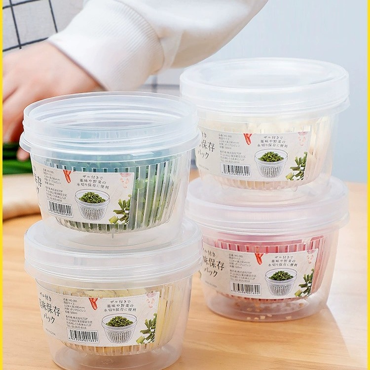 日本葱姜蒜分装盒冰箱葱花保鲜盒侧门收纳盒圆形食品级厨房储物盒