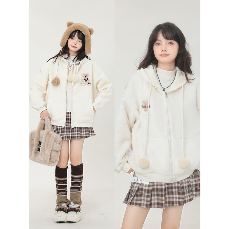 【youyou福利专属】时尚小个子连帽卫衣外套女2023秋季短款冬季7538