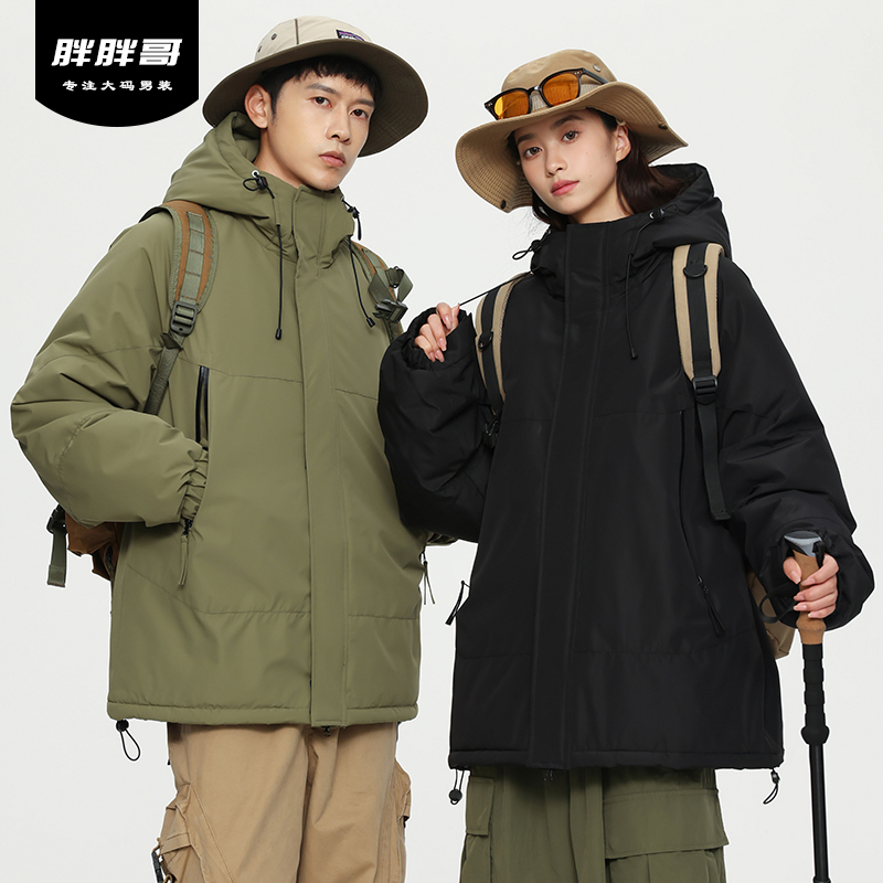 胖胖哥连帽夹克男棉服冬季新款潮牌保暖情侣加厚工装户外棉衣外套