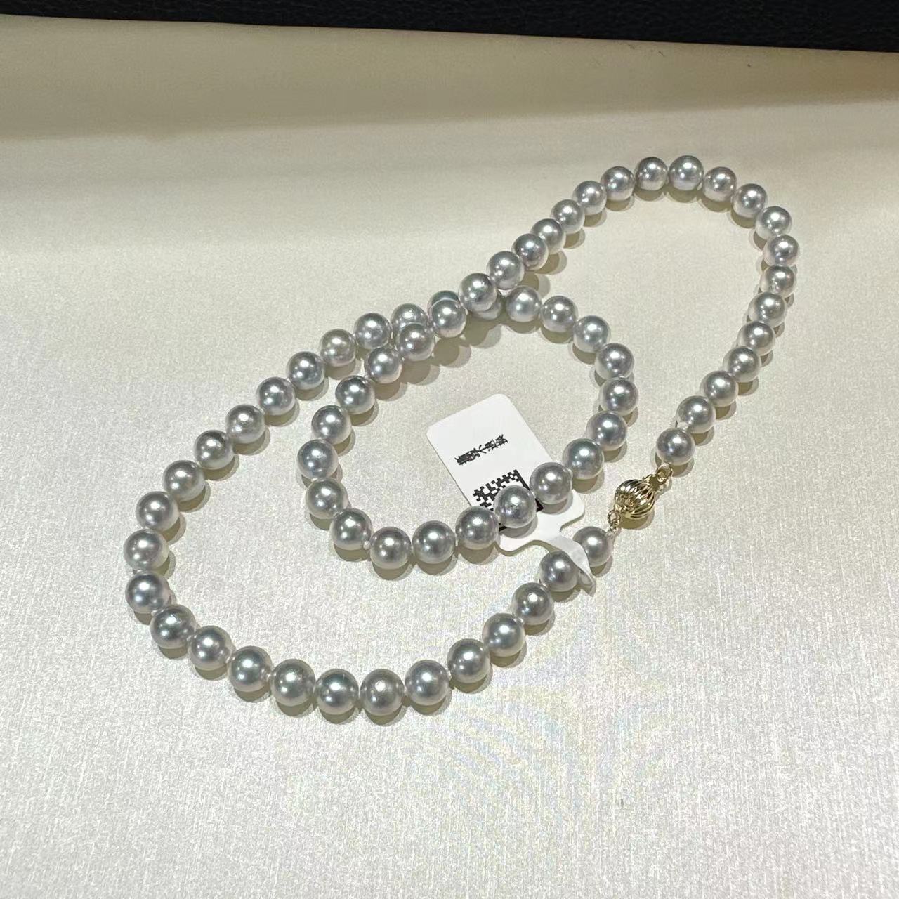 【珍珠公主专属】14K金(两边夹扣合金）/海水珍珠/真多麻项链/6-8MM