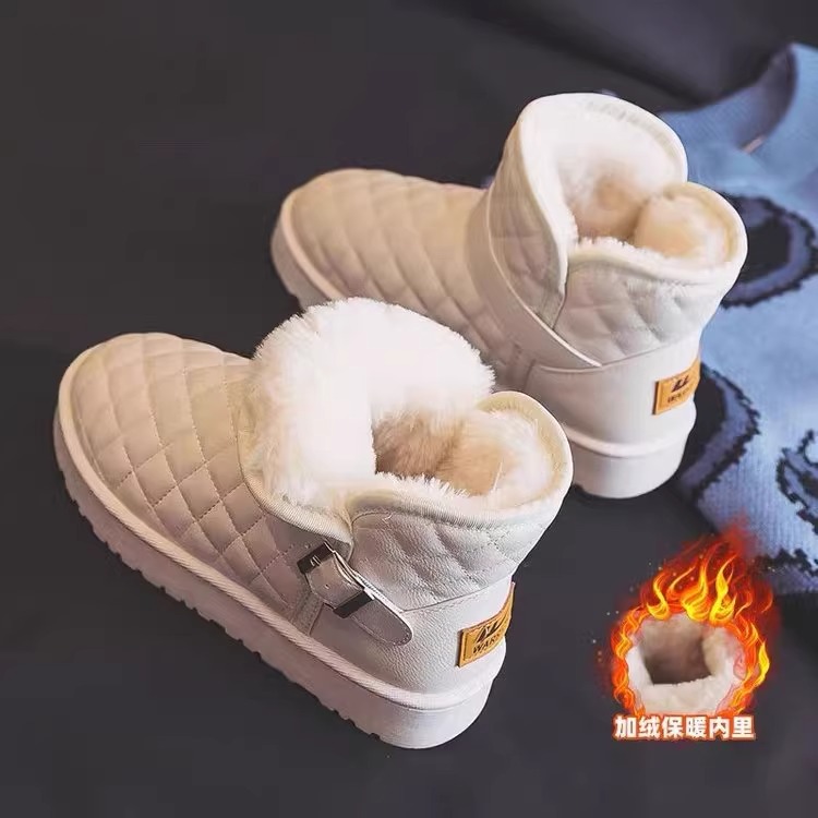 真软皮特价雪地靴女2023年新款冬季加绒加厚面包鞋子东北大棉鞋