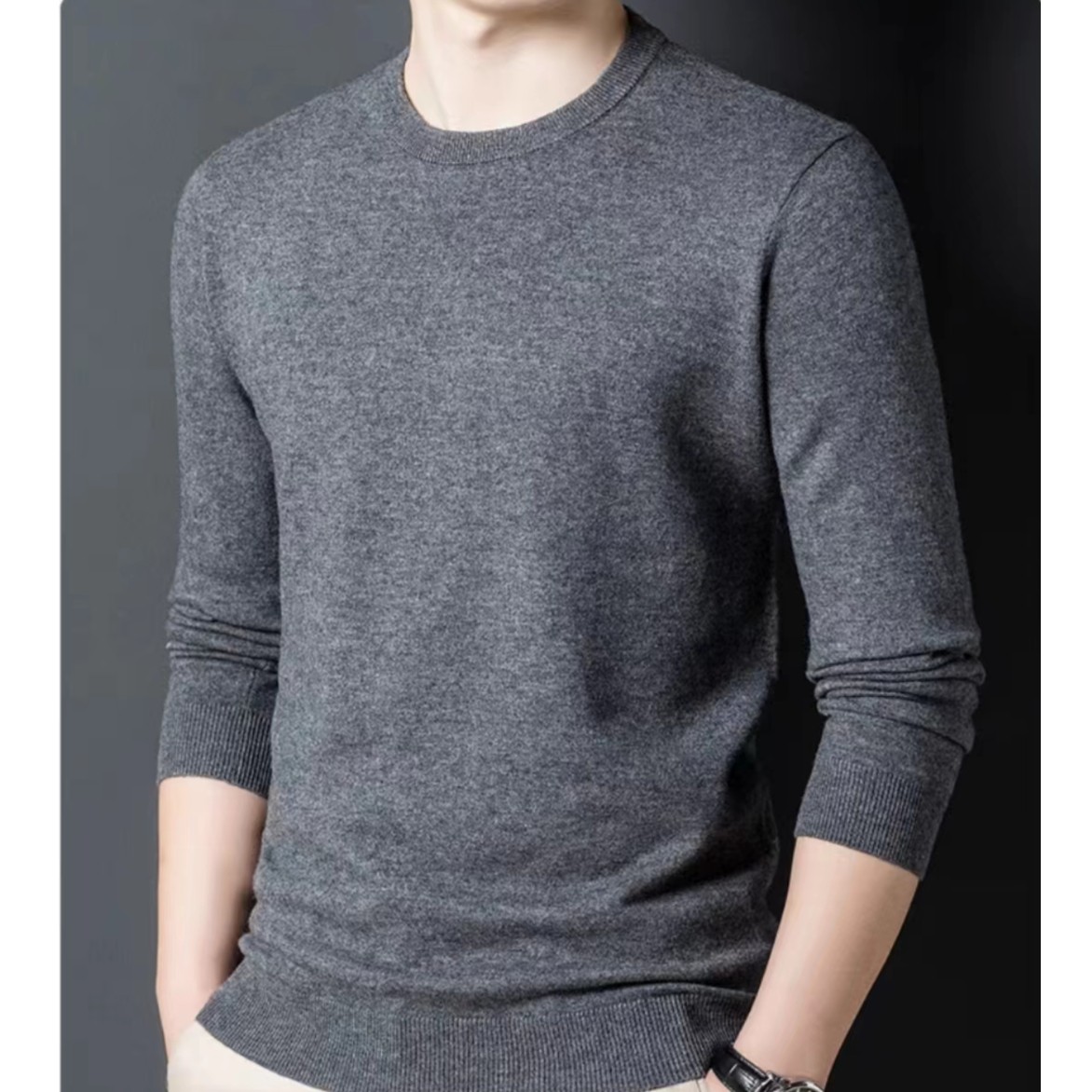 男士圆领绵洋毛打底衫套头内搭毛衣轻奢百搭针织衫NY245