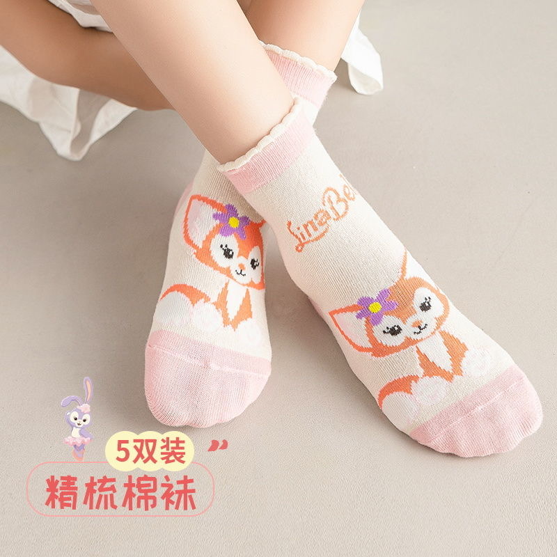 星黛露女童袜子棉春秋中筒袜儿童袜女宝宝棉袜卡通童袜秋冬