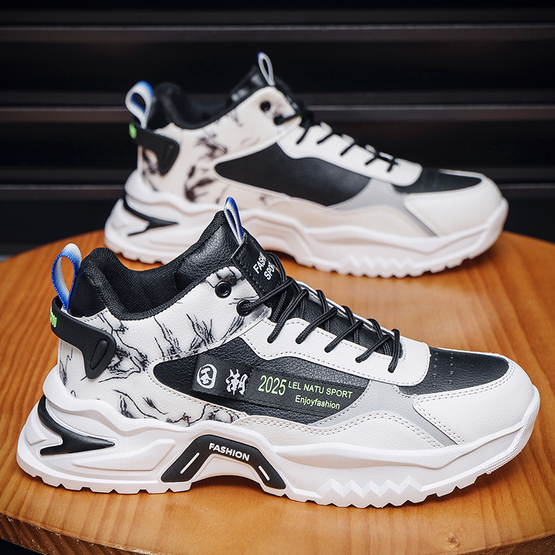 安踏神行男鞋秋冬加绒拼色老爹鞋防臭高帮篮球鞋中学生跑步运动鞋