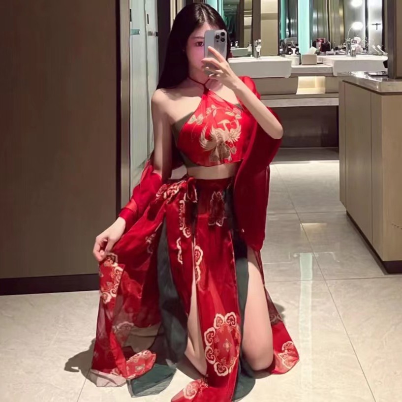 飞天敦煌古风性感汉服女舞台轻纱敦煌飞天居家套装吊带睡衣女夏季