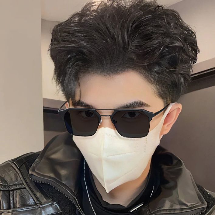 痞帅半框近视眼镜墨镜男款带度数开车专用防强光防太阳镜潮
