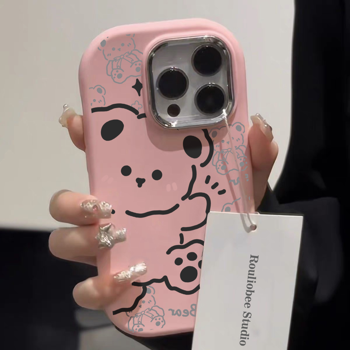 简笔小熊肤感壳用苹果15手机壳iphone13/14promax防摔12/11软可爱
