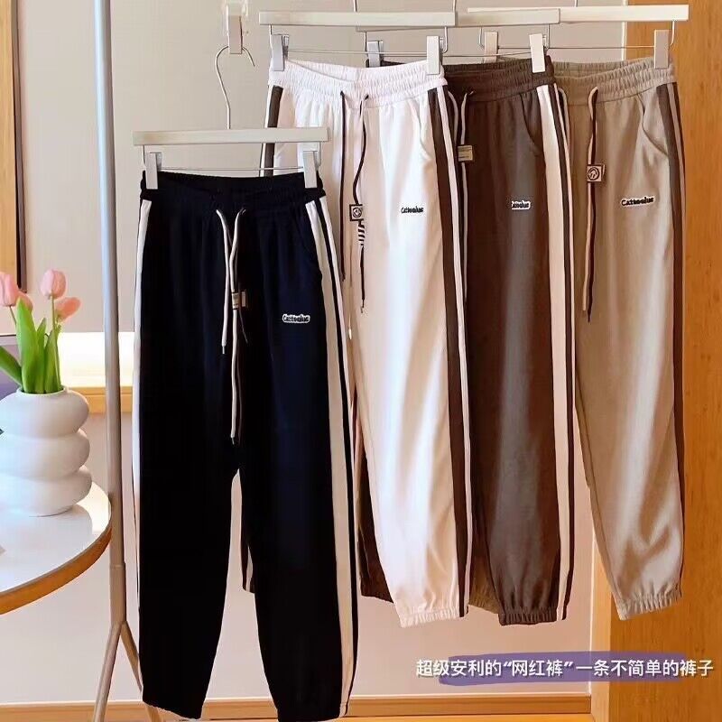 运动长裤女秋冬加绒束脚裤显瘦卫裤小个子9分裤宽松跑步跳操裤子