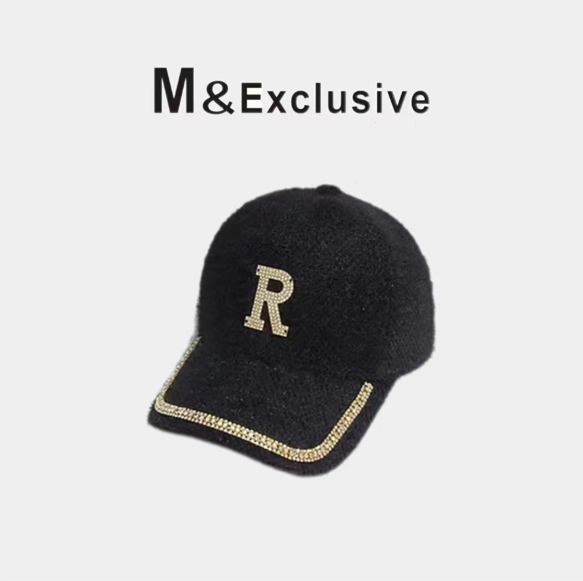 门店1280 M&E 【英国订单】闪钻R毛绒时尚鸭舌帽