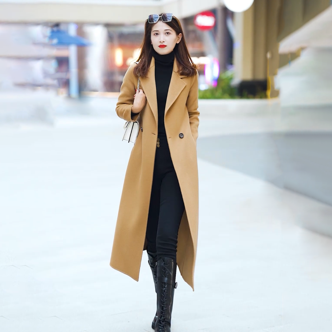 (珍珍专属）女神款2023秋冬加长加厚双面羊毛大衣修身显瘦外套225