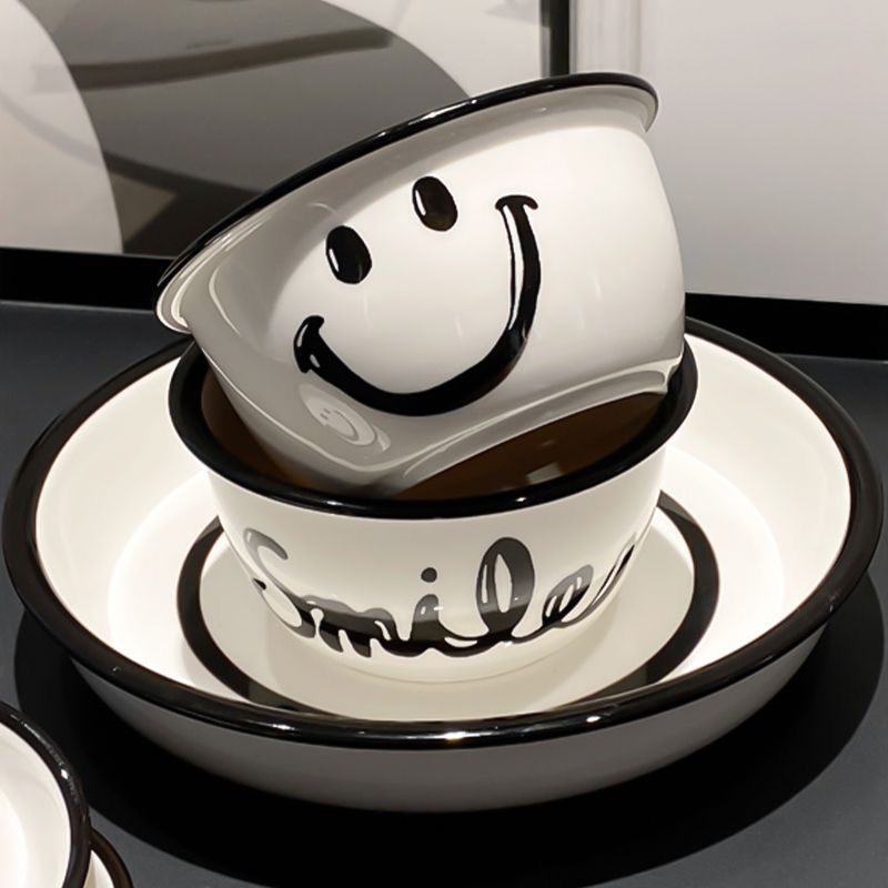 【ins风2碗2勺】4.75英寸米饭碗大容量辅食碗陶瓷学生宿舍碗创意