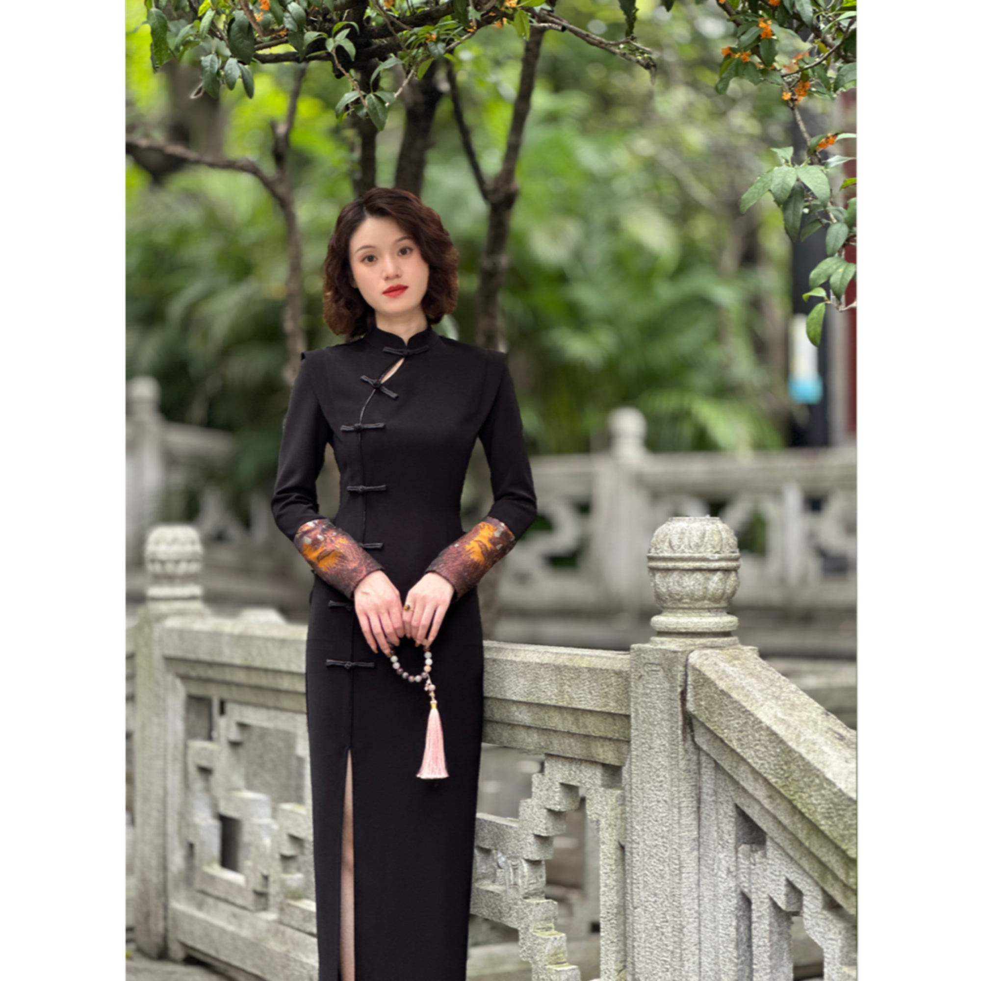 现货【梦回长安】冬季收腰新中式国风气质复古后拉链修身改良旗袍