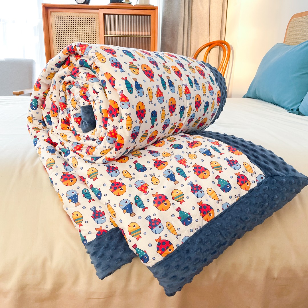 A3014秋冬被双人5斤豆豆被子大豆被芯好多鱼200*230绒被可机洗