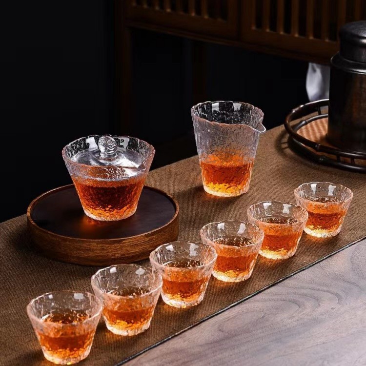【8件套】冰露纹玻璃茶具玻璃杯初雪杯套装颜值雅器实惠锤纹耐热