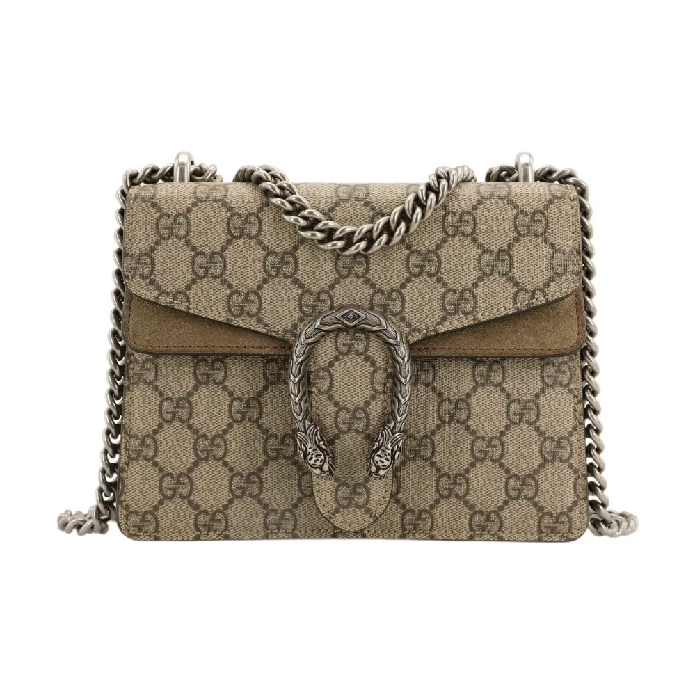 95新 GUCCI/古驰 酒神小号棕色单肩链条斜挎包20cm/A526酒神