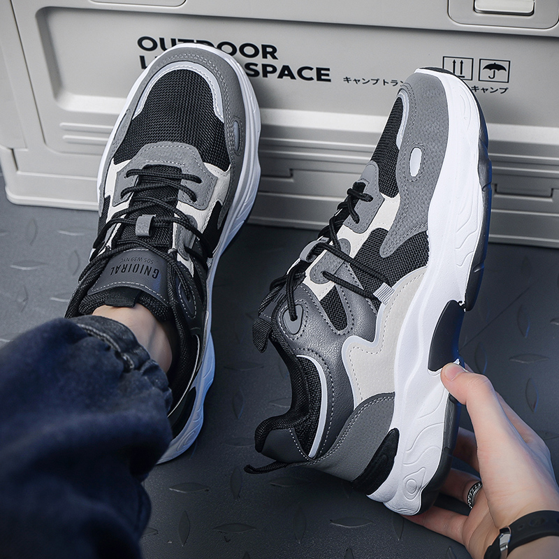 【宠粉福利】秋季新款透气网面鞋子男百搭小白鞋厚底运动休闲AD027