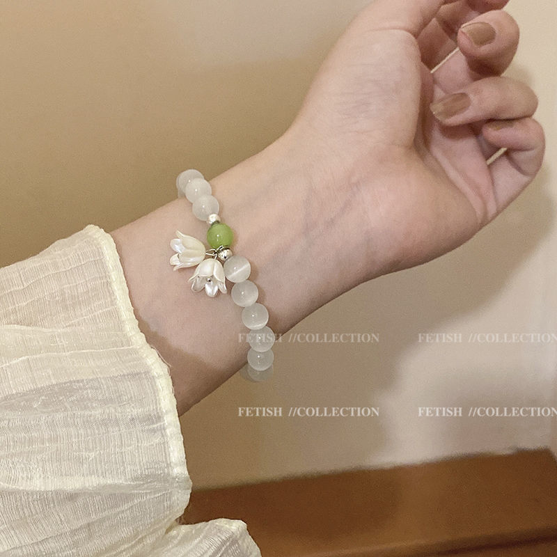 非金属手链 小清新铃兰花月光石手链女小众设计串珠手串秋冬手饰