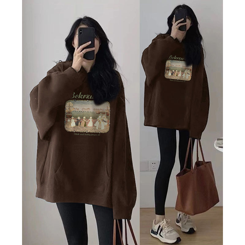 美式复古宽松潮牌连帽卫衣男女同款秋冬新款oversize加绒加厚外套