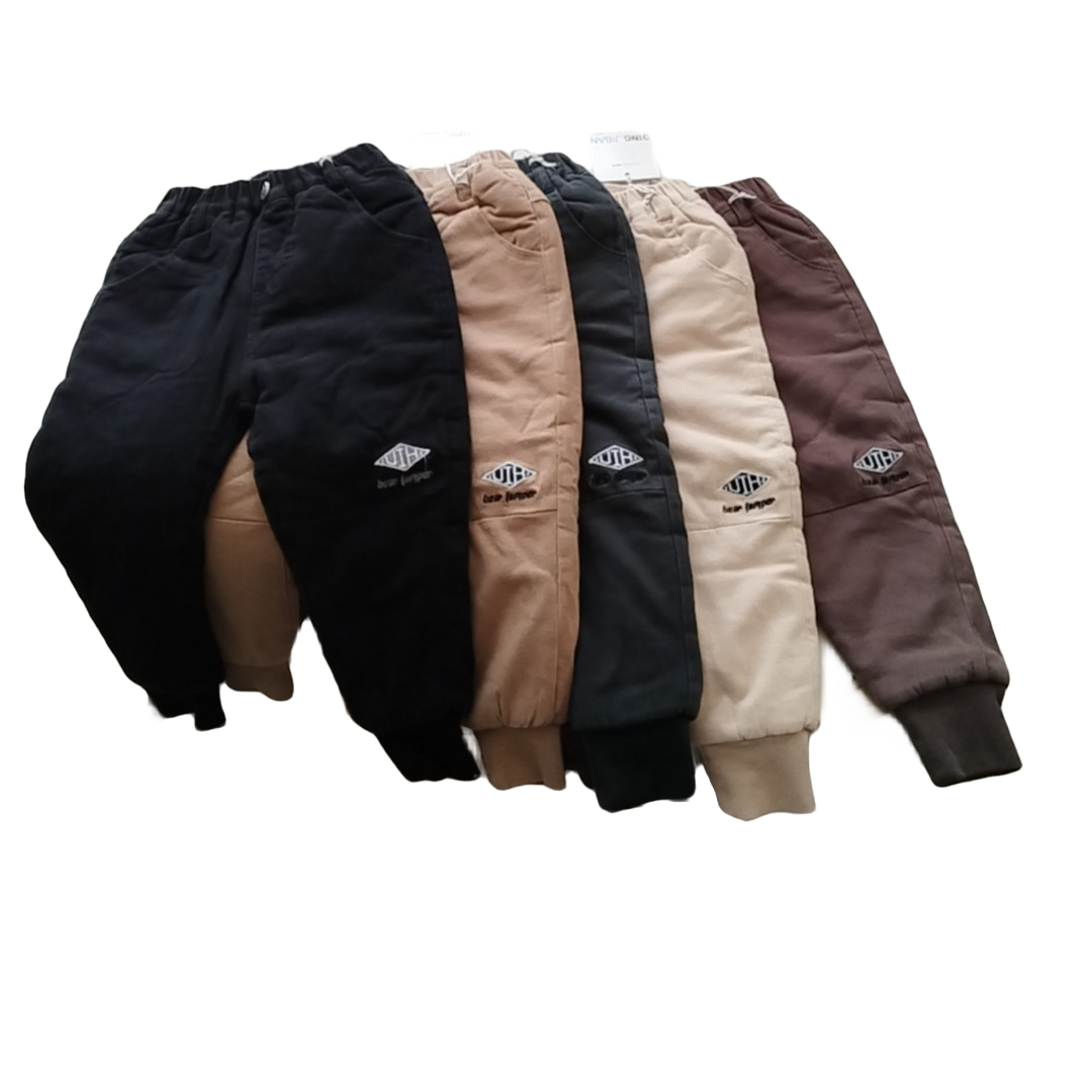 韩2023冬【Y】10月11日  男童女童绿色刺绣蚕棉棉休闲裤6181-