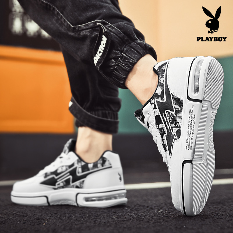 PLAYBOY休闲鞋2023秋季新款百搭板鞋男士学生透气薄款潮流运动鞋