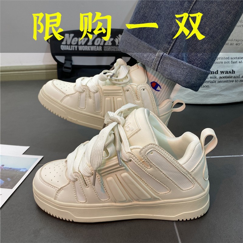 红蜻蜓牌女学院风复古面包鞋秋季2023新款休闲情侣厚底运动鞋爆