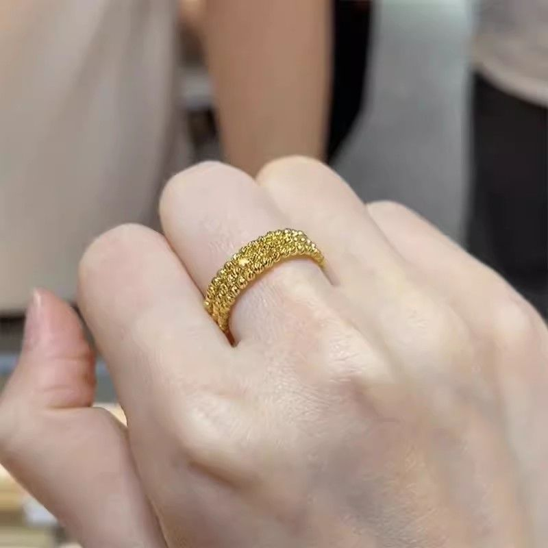 18K金镀金蹦迪珠戒指轻奢时尚百搭弹力记忆戒子指环女