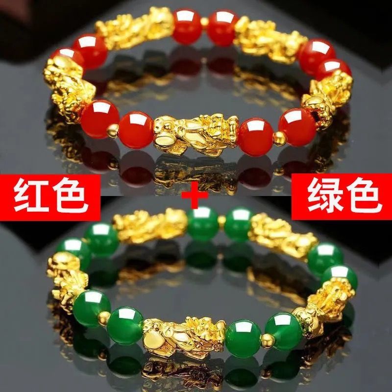 合金手链 新款貔貅手链女士百搭时尚款镀金色貔貅圆珠手串送妈妈