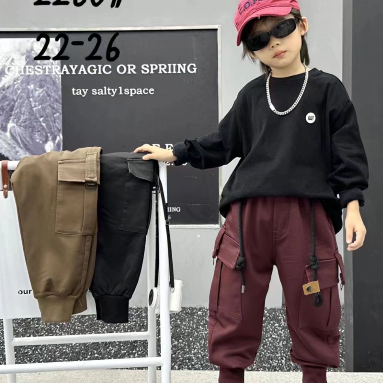 027秋冬款儿童工装裤新款大童冬装加绒加厚冬季长裤