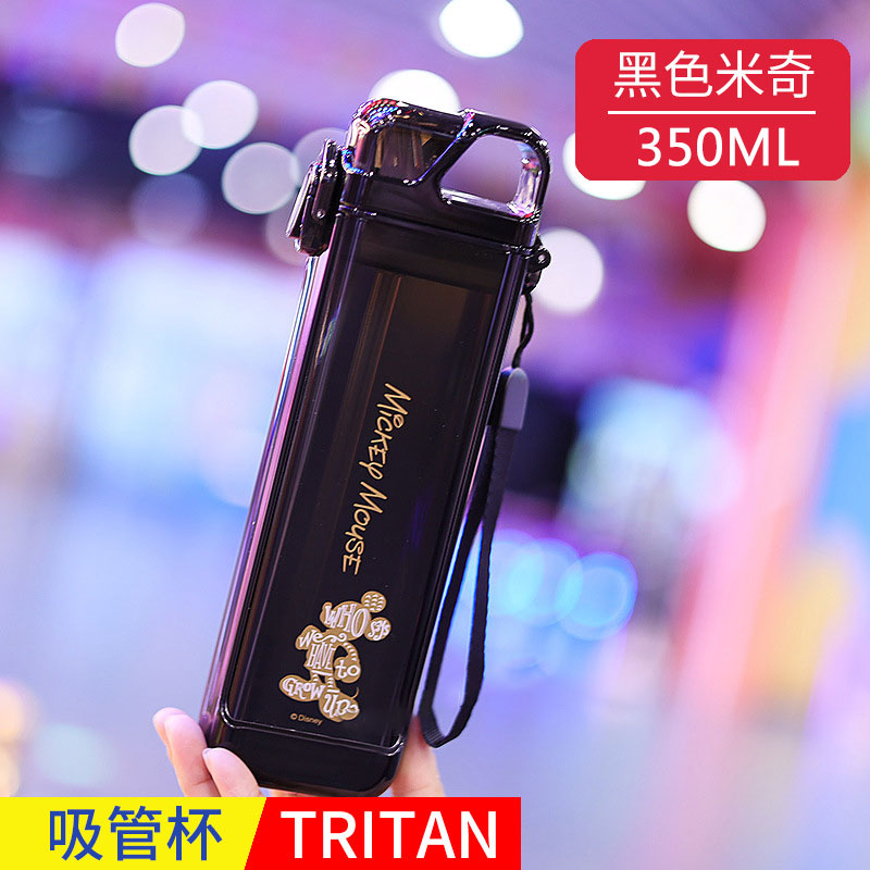 方形高颜值吸管水杯成人夏季便携扁平塑料杯子女士网红tritan水壶