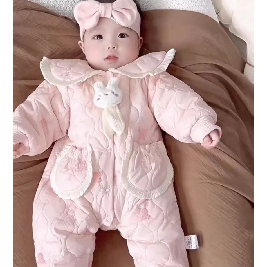 (开播宠粉福利)婴儿衣服冬季加绒加厚女宝保暖幼儿宝宝秋冬连体衣