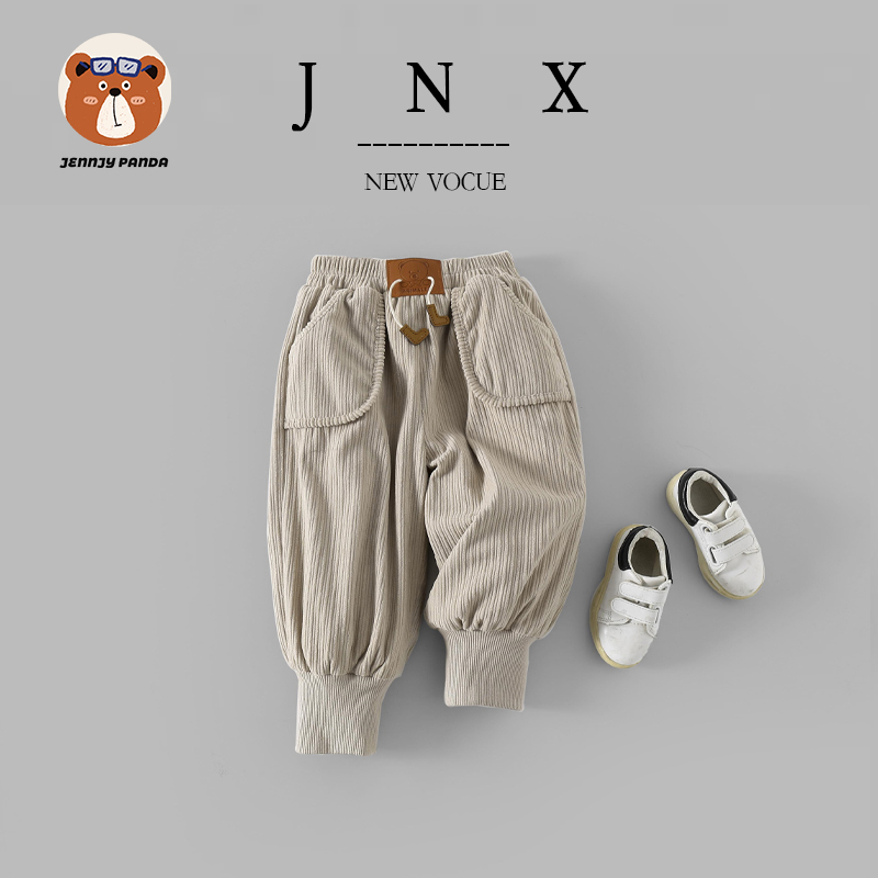 简尼熊【顺丰包邮】 儿童条绒长裤加绒束脚裤 JNXD3008