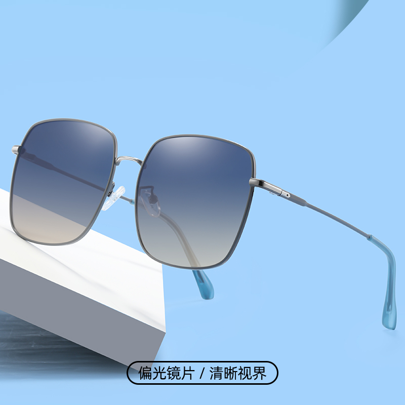 墨镜女士遮阳防紫外线太阳镜开车旅行金属大框双色渐变百搭眼镜
