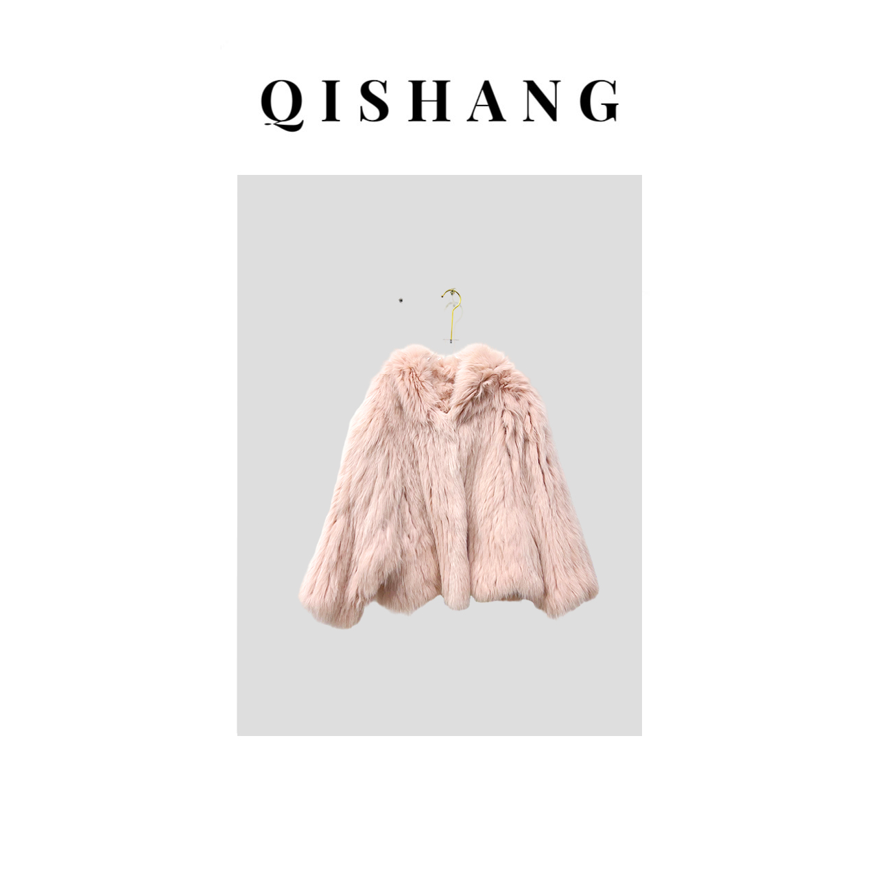 【贝贝私服】卡其女士气质狐狸毛女式皮外套#WWAA58002