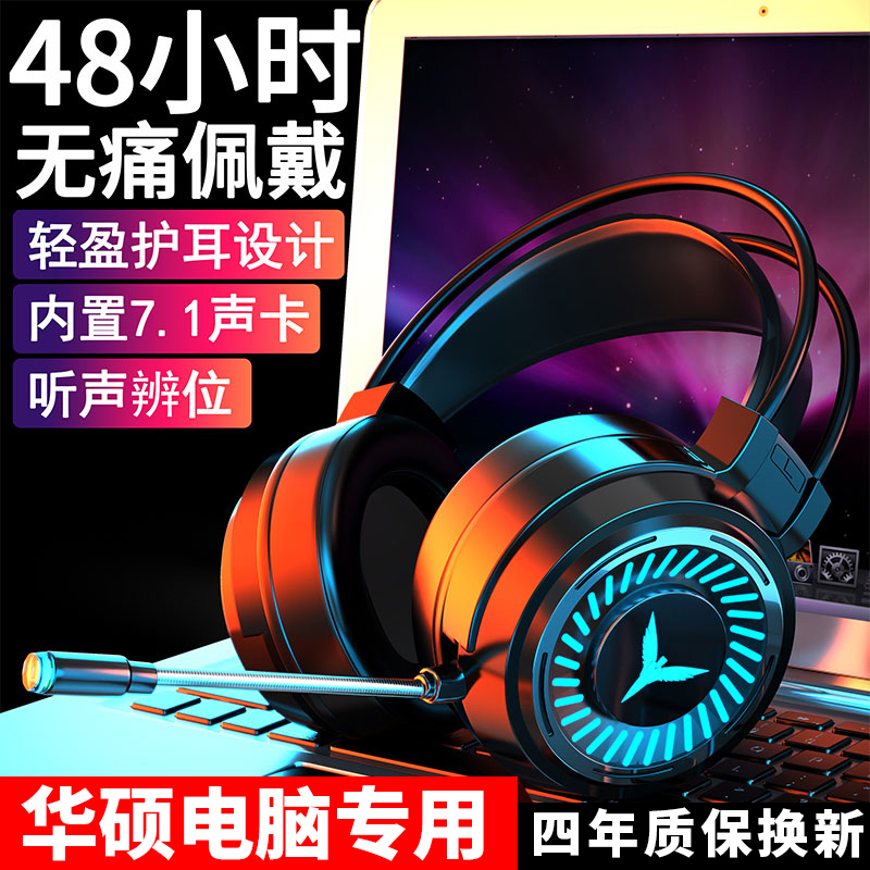 华硕无双无畏14pro/15/16适用耳麦头戴式游戏有线网课带麦克风USB