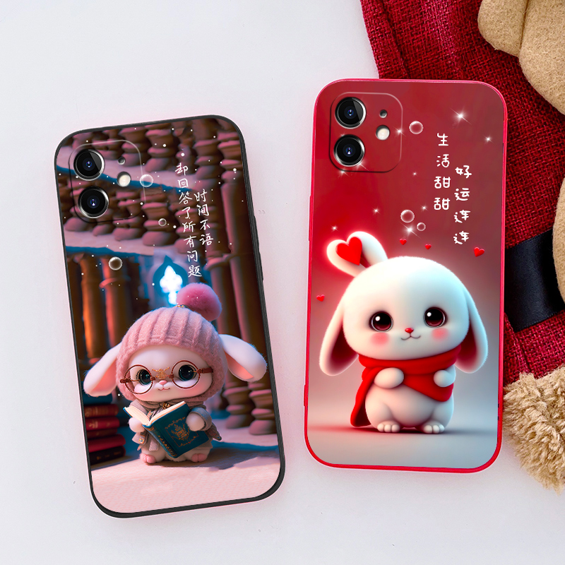 iphone12手机壳苹果12软A2404可爱全包边防摔新款粉嫩兔子网红女