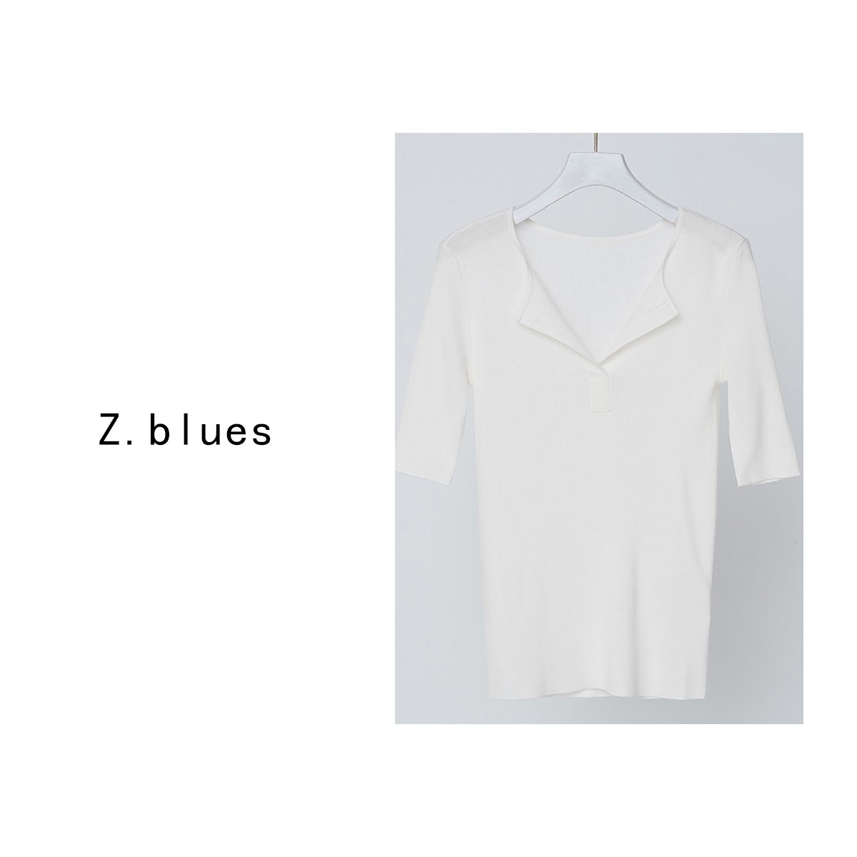 Z.blues【120S超细羊毛 】经典V领百搭显瘦短袖针织衫YZLCMS8801